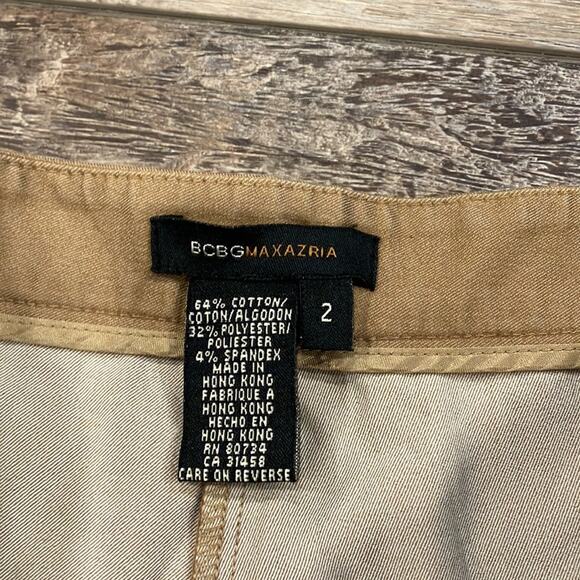 BCBGMAXAZRIA Dark Khaki Front Seam Split Ankle Pants Size 2 - Picture 4 of 9